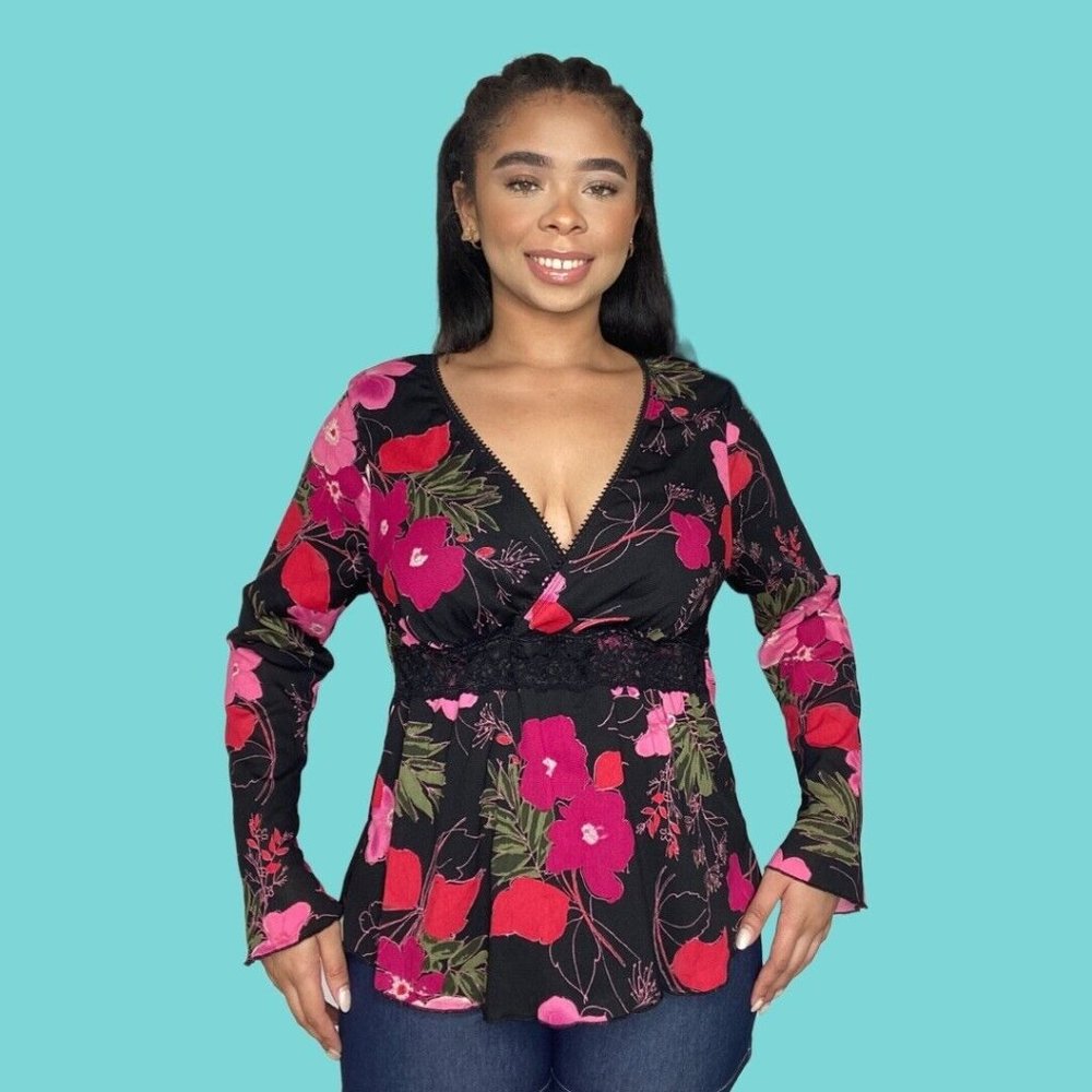 Vintage Butterfly Sheer Floral Top